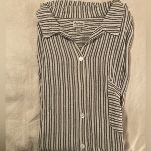 Rhythm Striped Collared Button Shirt - Navy & Cream